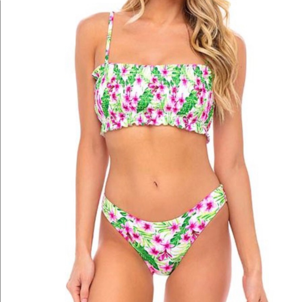 Smocked Bandeau Large Bikini Set Cabana Del Sol